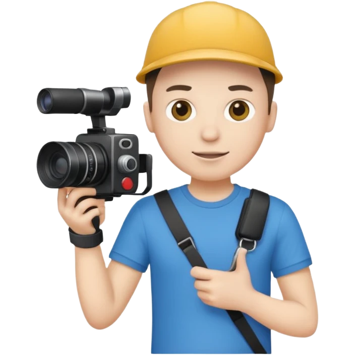 cameraman hold a camera, white skin and tshirt emoji
