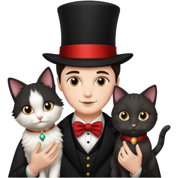 magician couple and their pet cat emoji