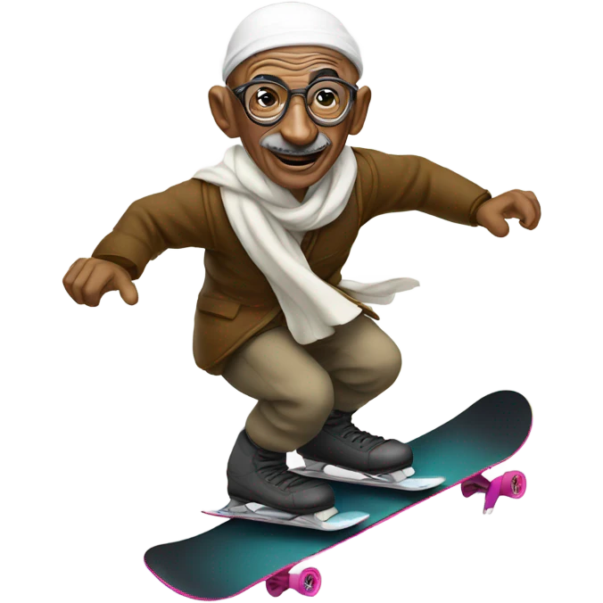 Ghandi riding snowboard emoji