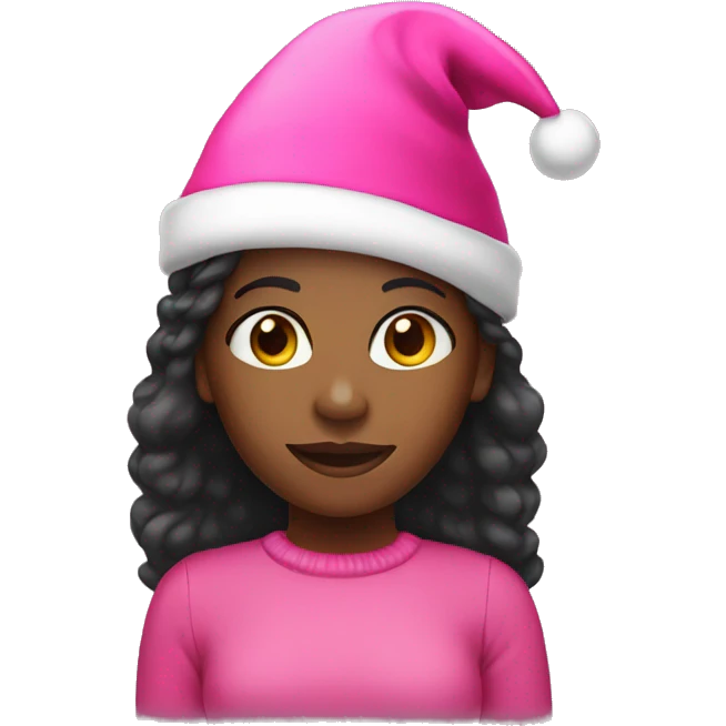 black girl wearing pink christmas hat  emoji