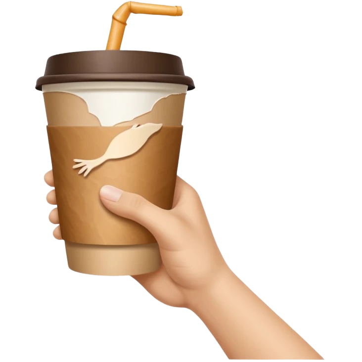 una mano con un bicchiere di carta con dipinto sopra la creazione d'adamo emoji