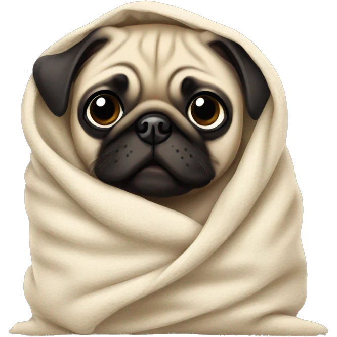 Pug puppy in blanket emoji