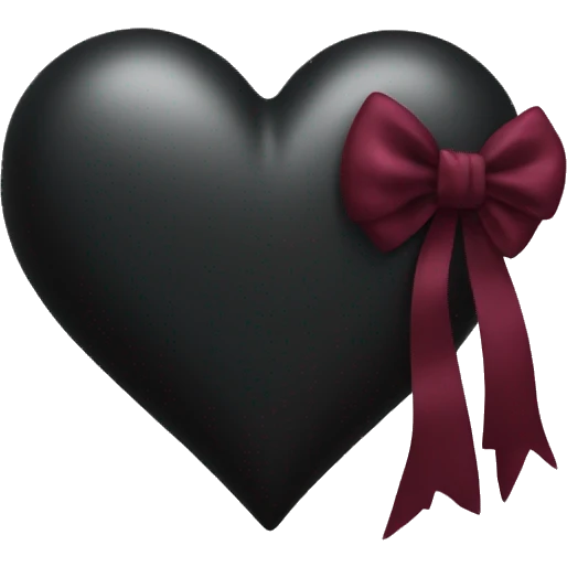 black heart with burgundy bow emoji