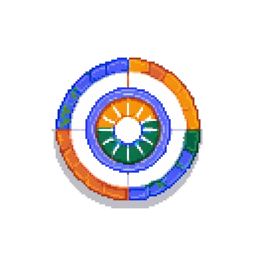 Waving India flag with tricolor bands and blue chakra wheel emoji