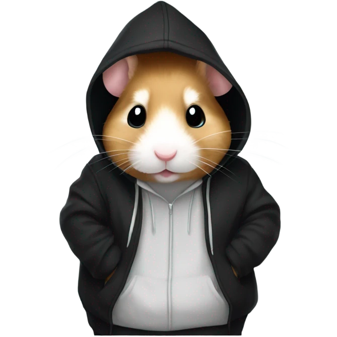 Hamster wearing black hoodie emoji