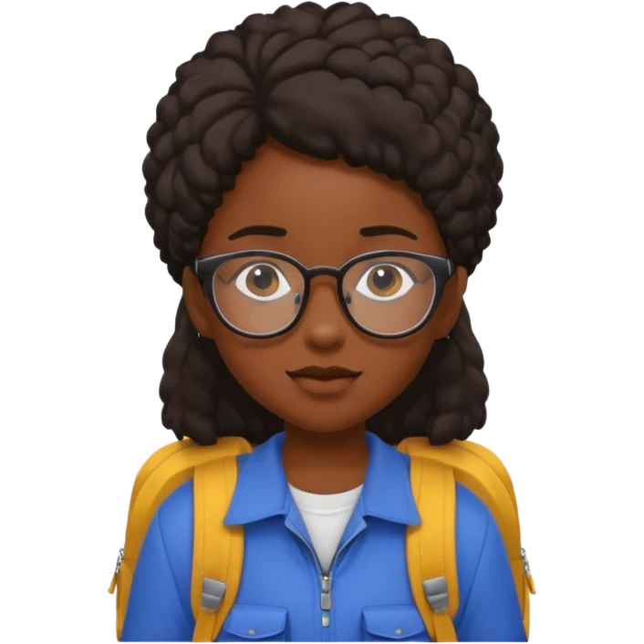 student black girl wearing glasses with backpack emoji