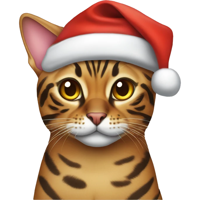 Bengal cat wearing Santa hat emoji