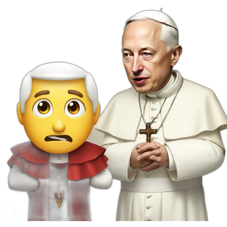 angry pope with happy elon musk emoji