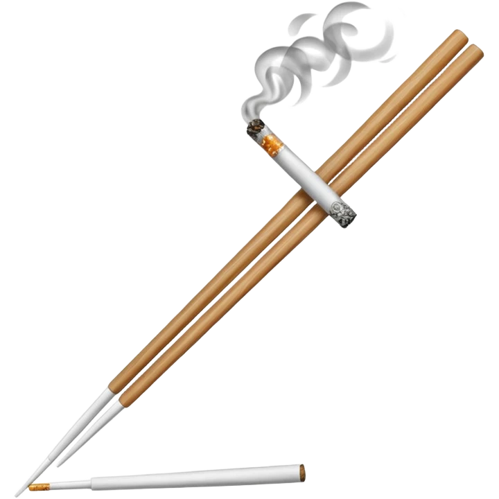 The chopsticks 🥢 emoji with smoke of a cigarette 🚬 emoji