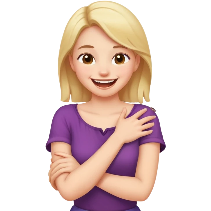 arms crossed holding neck laughing girl emoji