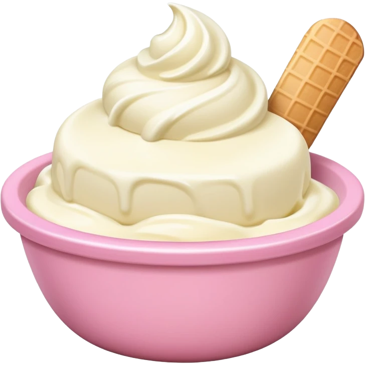 super realistic small pink bowl of vanilla bean ice cream emoji