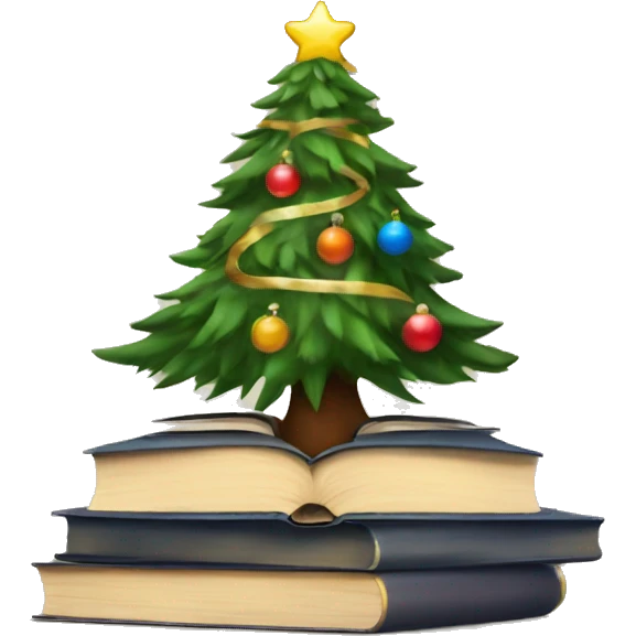 Christmas tree with books emoji