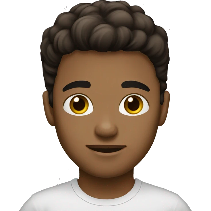 Boy light brown skin black/brown hair brown eyes black t-shirt emoji