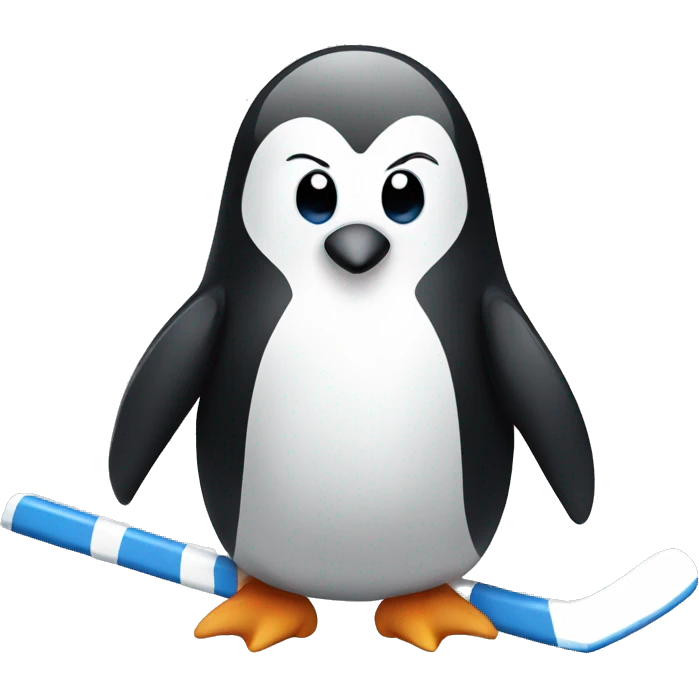 Penguin playing hockey emoji