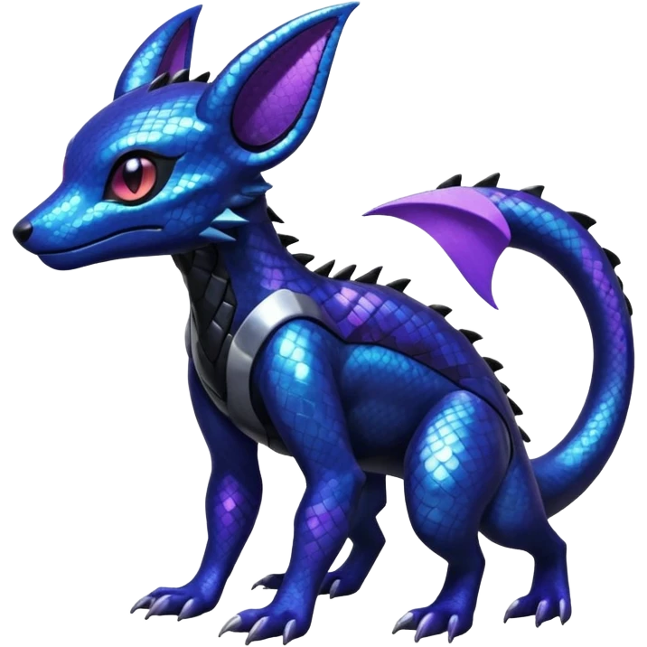 Shiny Cool Futuristic Salandit-Umbreon-Fakémon-hybrid-creature (full body)  emoji