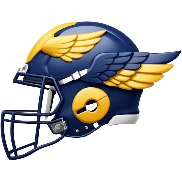 Navy blue football helmet with maize “winged” design emoji