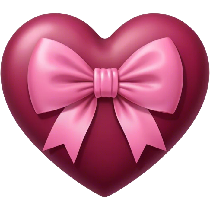 Burgundy heart with a pink bow in the middle emoji