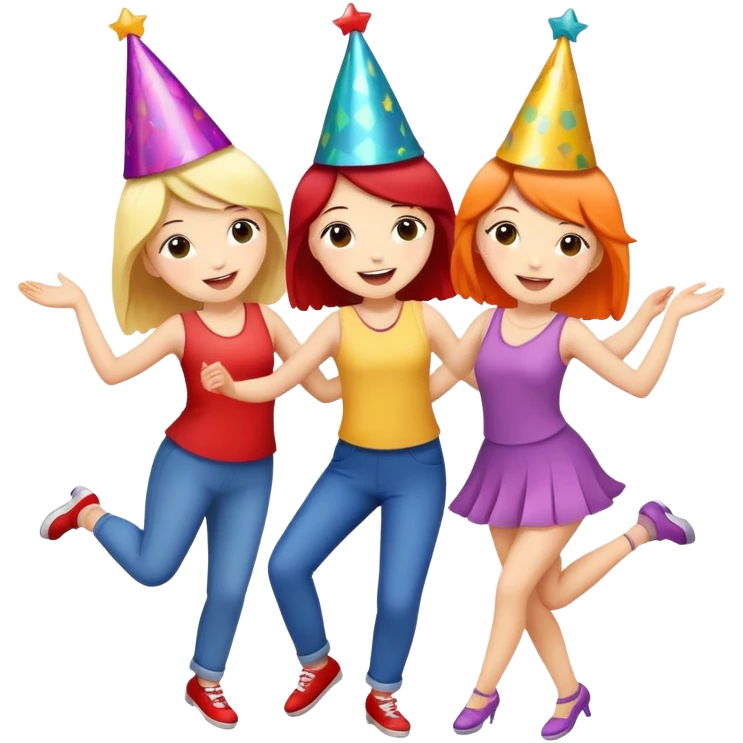 Three best friends dancing/celebrating emoji
