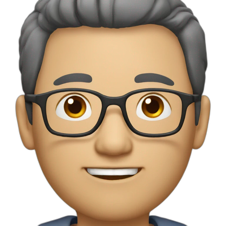 fifty year old less-hair chinese man with eyeglasses emoji