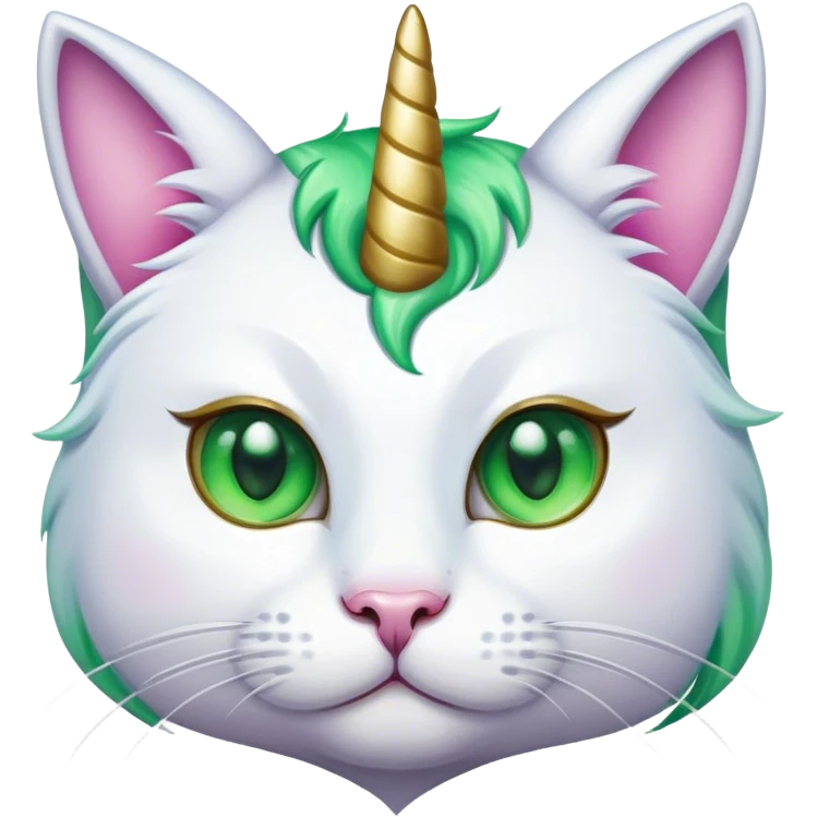 Unicorn cat green eyes emoji