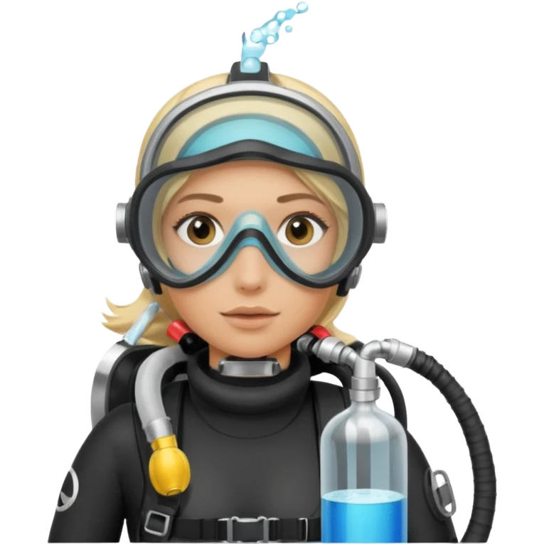 scuba diving girl blonde with oxygen tank emoji