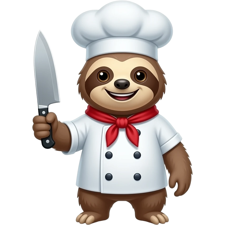 smiling killer sloth w chef's knife emoji