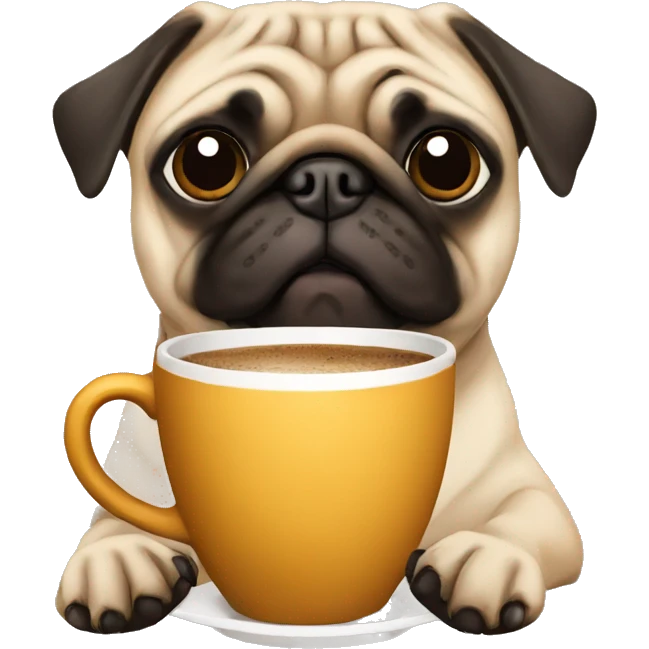 pug holding coffee emoji