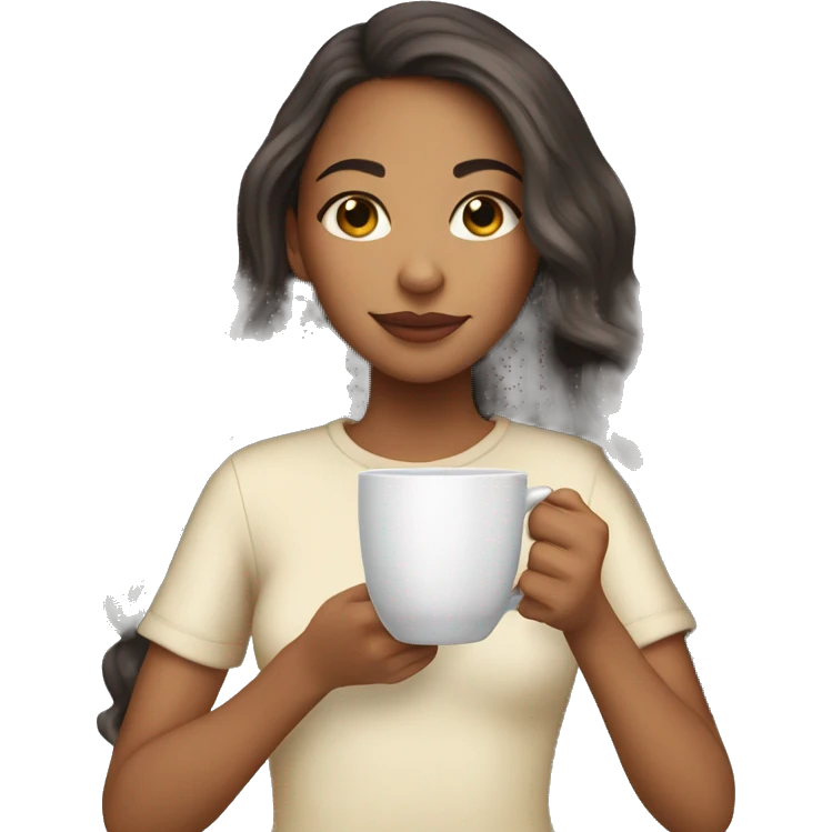 Mixed race Girl with long hair sipping tea  emoji