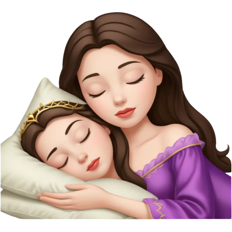 sleeping beauty brunette white girl with a silk pillow emoji