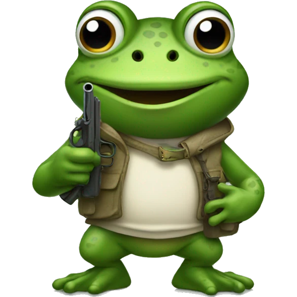 Frog with a gun emoji