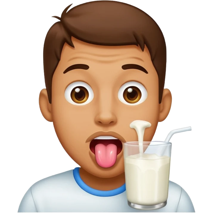 Man with tounge out drooling milk emoji