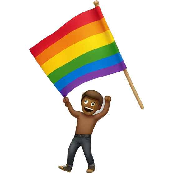 guy holding gay flag emoji