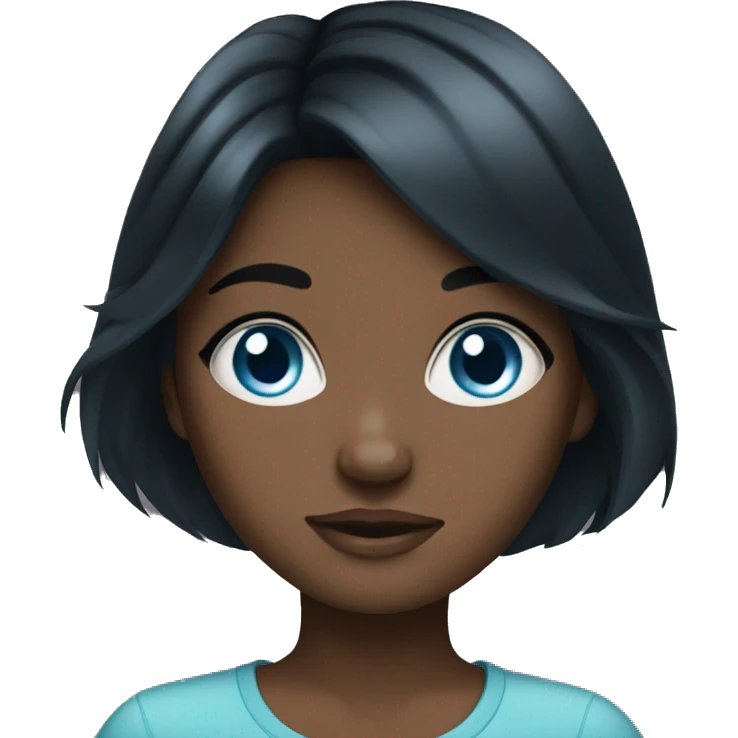 Black hair blue eyes girl emoji