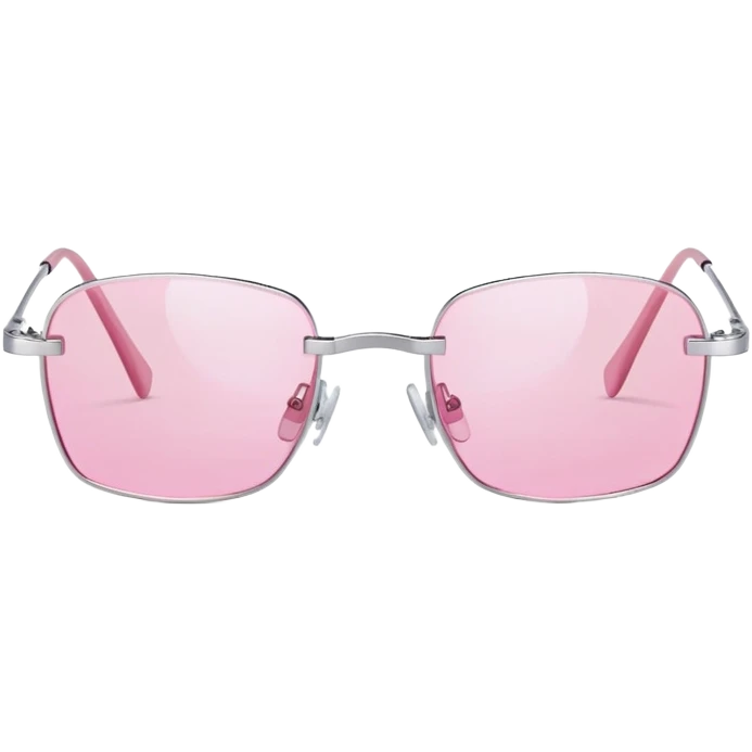 Y2K thin metal frameless pink glasses with geometric shaped lenses, 2000s style emoji