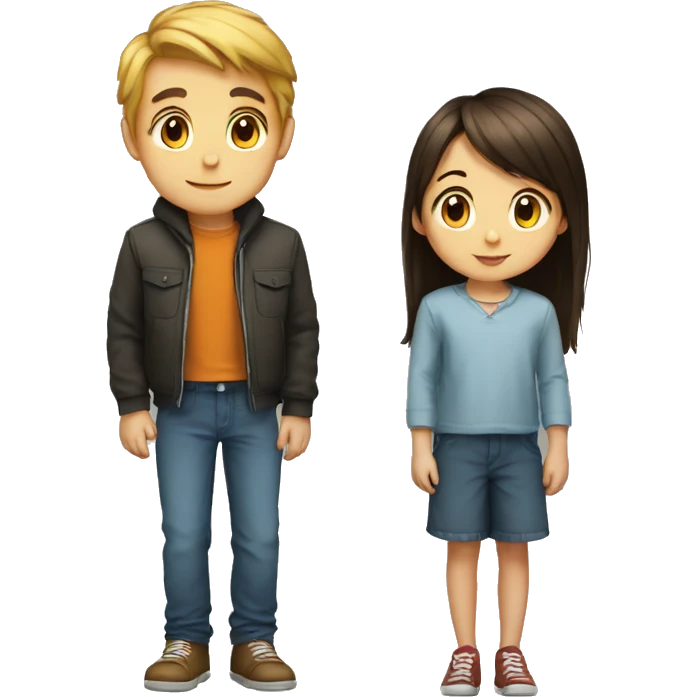Long height boy looking at a short height girl emoji