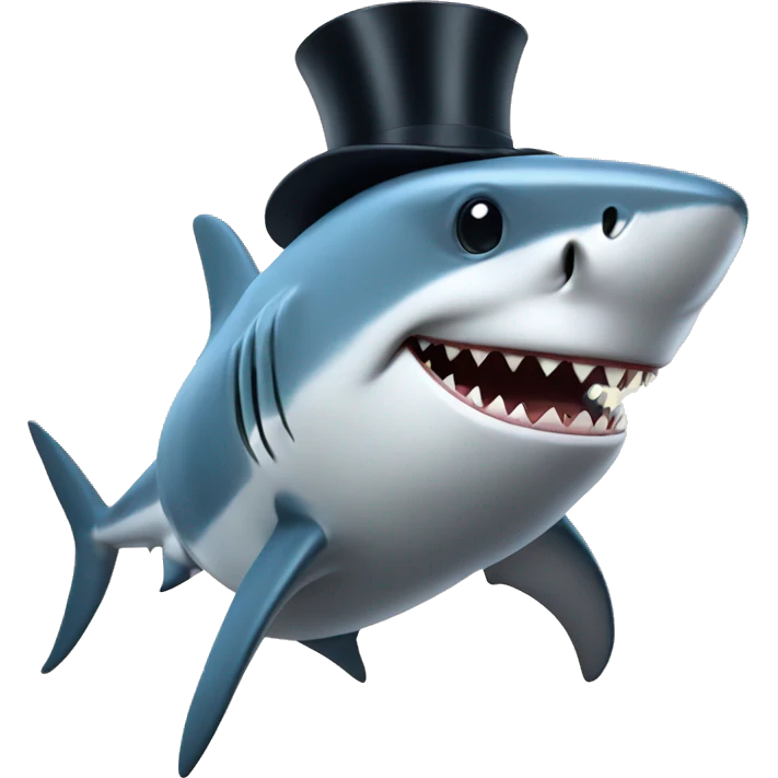 Shark with a top hat emoji