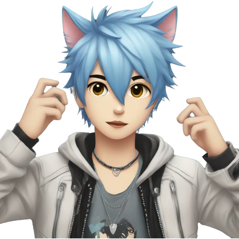 Cute Edgy Attractive Anime Punk Catboy emoji