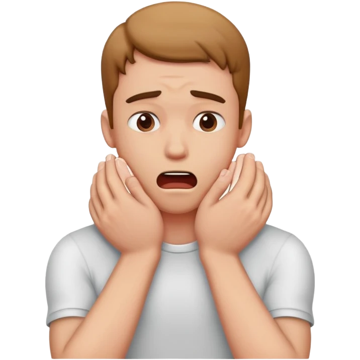 Guy choking himself with hands  emoji