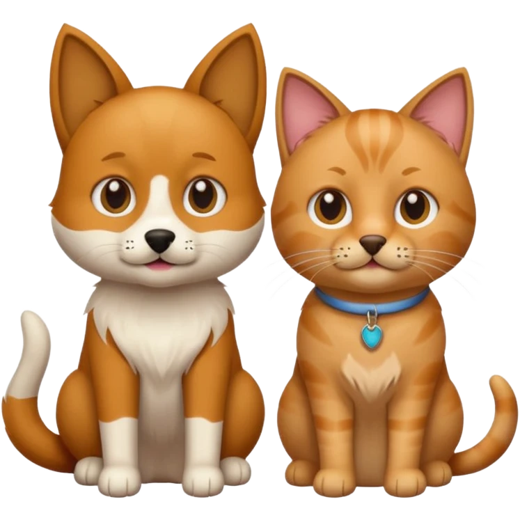Perro con un gato emoji