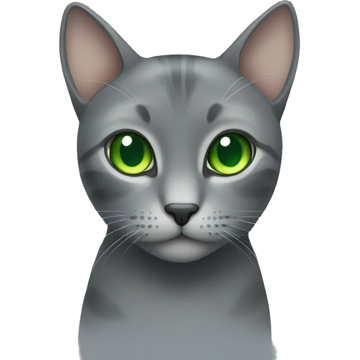 grey cat with green eyes emoji
