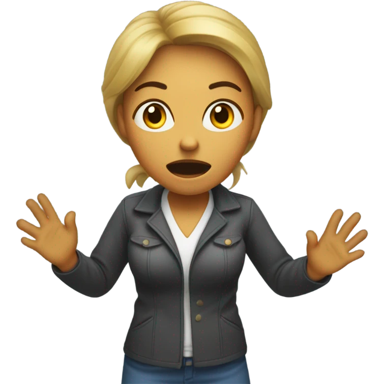 Woman scared (full-body) (hands raised) emoji