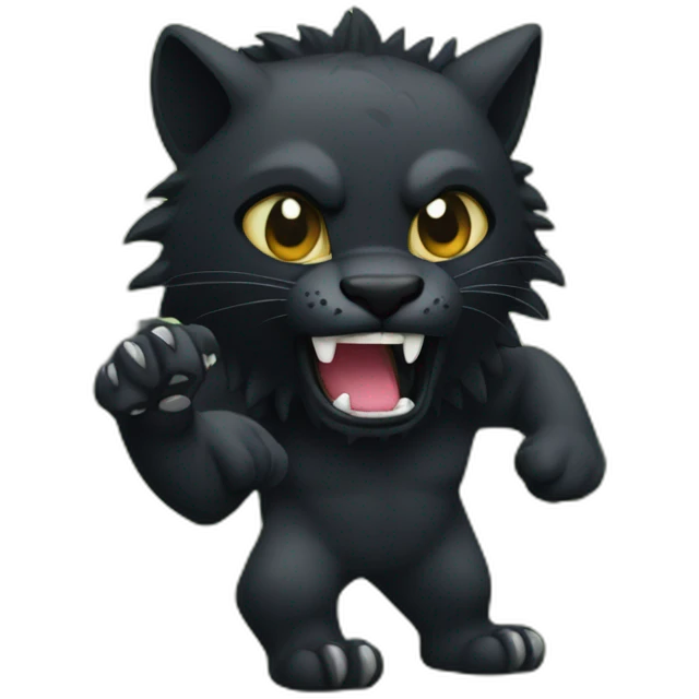 black pantera animal with a sharp tooth behind a bush emoji