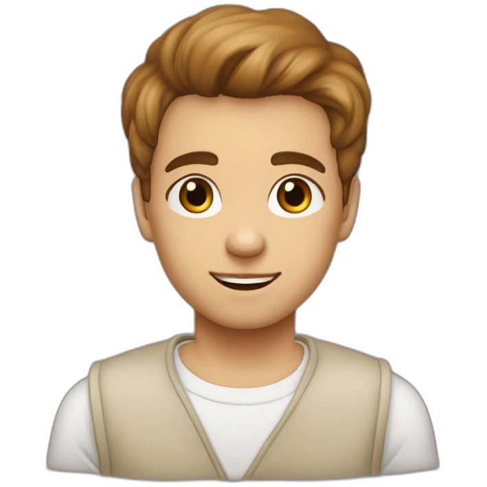 Garçon cheveux lisses marron yeux marron peux beige emoji