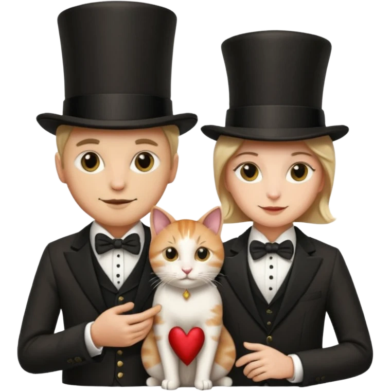 magician couple and their pet cat emoji