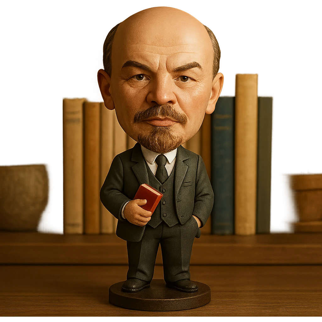 Lenin standing pose, holding a book, bobblehead style emoji