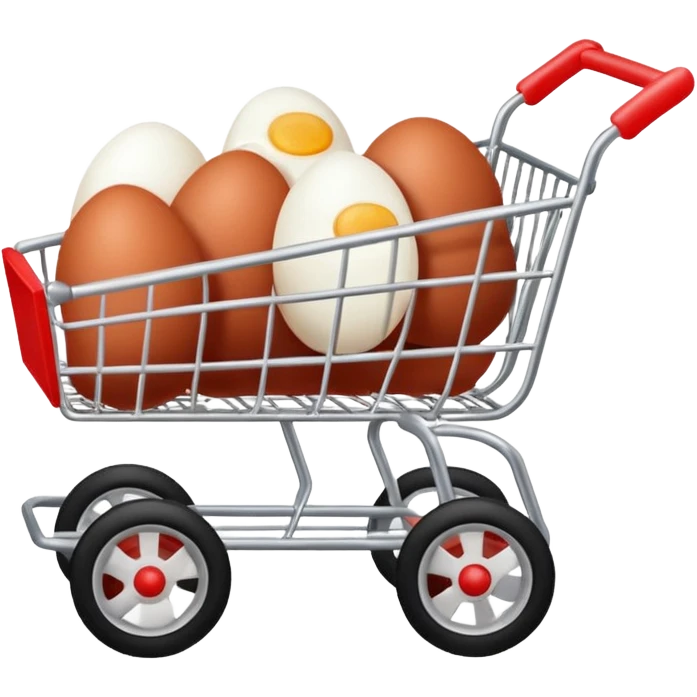carrito de compras leche huevos carne pues que se vean los huevos mas pequeños  emoji