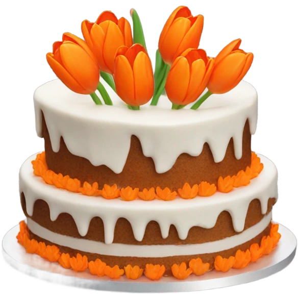Cake with orange tulips on top  emoji