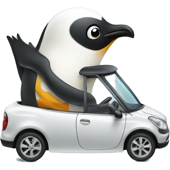 penguin driving a car emoji