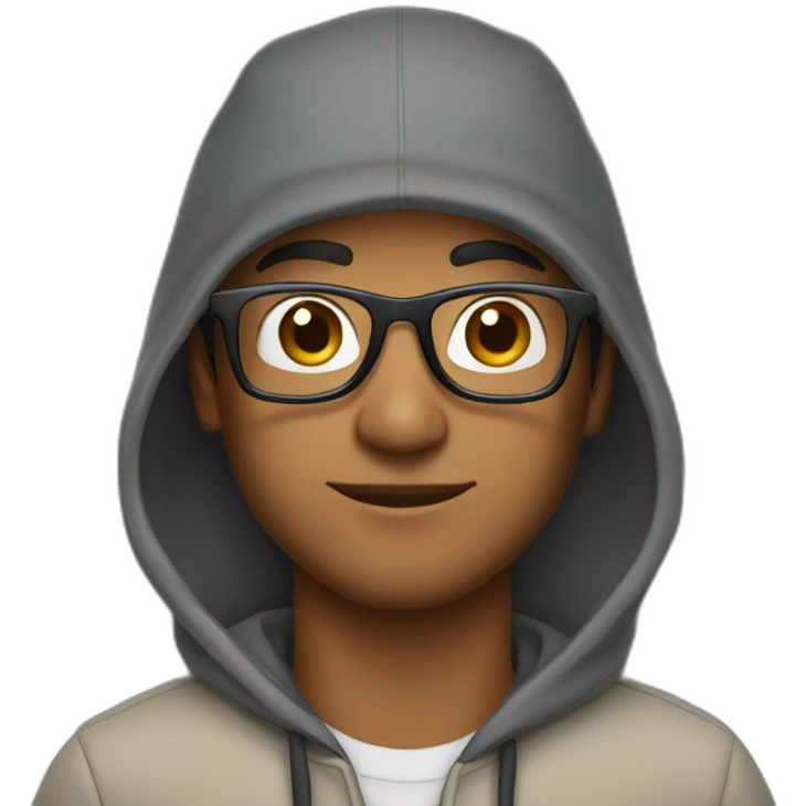 brown man with glasses, cap and hoodie emoji