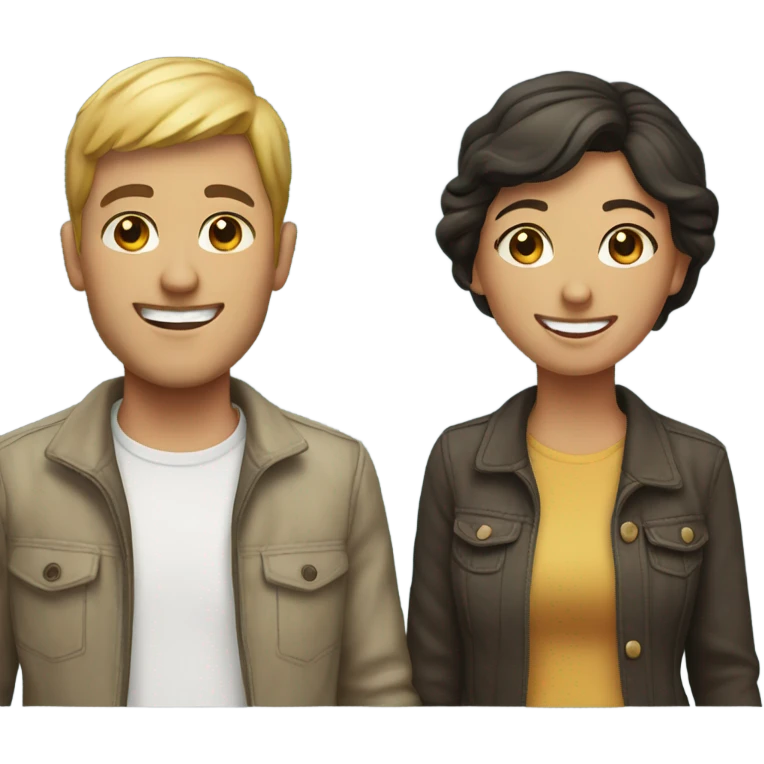 happy couple in casual attire emoji